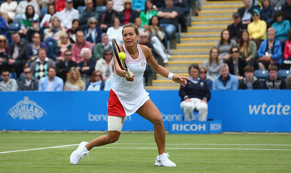 Strycova braves the American as she hangs on | Photo: Steve Bardens/Getty Images