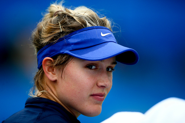 Eugenie Bouchard looks on during her first round match against Varvara Lepchenko at the Aegon International. (Photo by Jordan Mansfield/Getty Images for LTA)