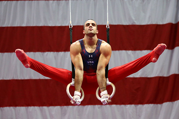 Danell Leyva performs on the still rings at the U.S. Men's Gymnastics Olympic Trials in St. Louis/Getty Images