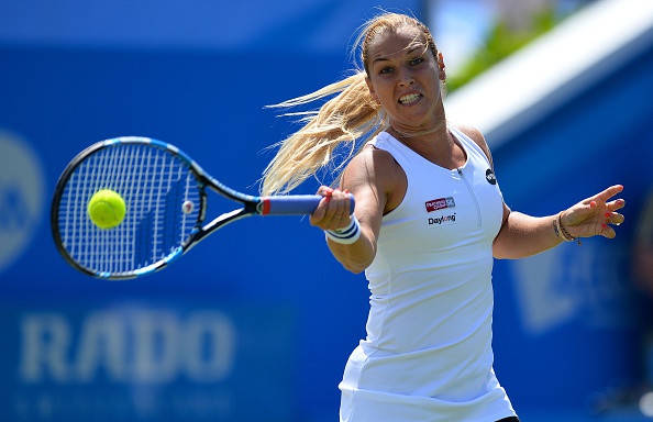 Dominika Cibulkova hits a forehand at the Aegon International in Eastbourne/Getty Images