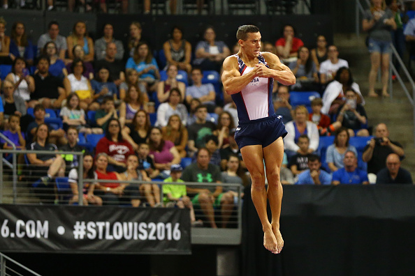 Jake Dalton performs on floor exercise at the U.S. Men's Gymnastics Olympic Trials in St. Louis/Getty Images