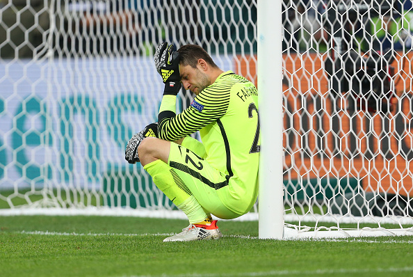 Lukasz Fabianski cannot hide his disappointment after Poland's Euro 2016 exit. (Photo: Catherine Ivill - AMA/Getty Images)