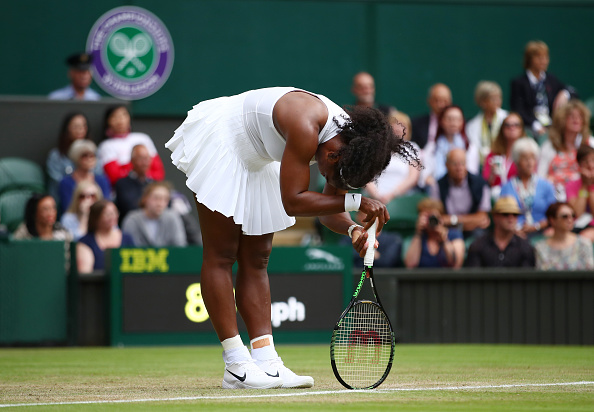 Serena Williams o reacts during her second round match against Christina McHale on day five of the Wimbledon Lawn Tennis Championships. (Photo by Clive Brunskill/Getty Images)