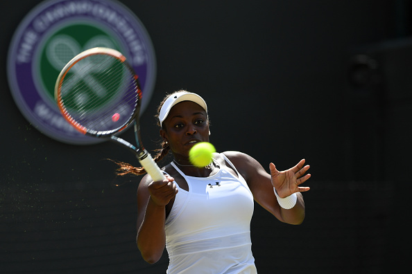 Sloane Stephens hits a forehand at Wimbledon/Getty Images