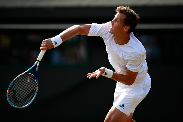 Tomas Berdych in action in the Wimbledon quarterfinals/Photo: Adam Pretty/Getty Images