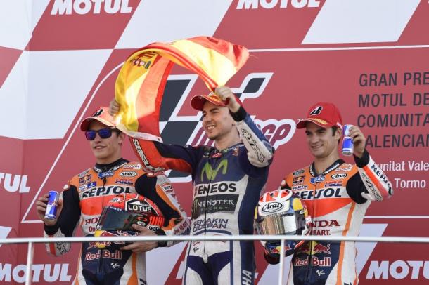 El anterior triplete de MotoGP. Foto: HRC Racing.