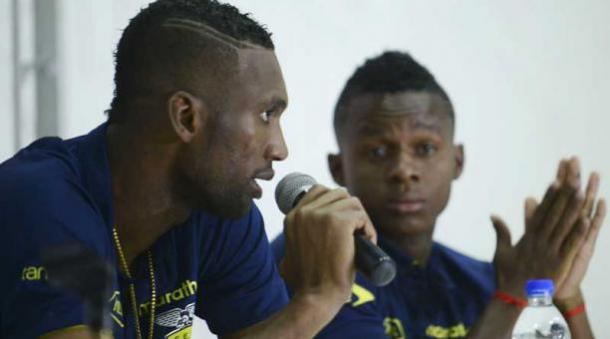 Dominguez during press conference in Colombia. Source: AFP