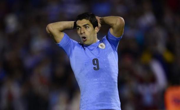 Luis Suarez in his last game with Uruguay vs. Peru. Photo: Gerardo Pérez of El Pais