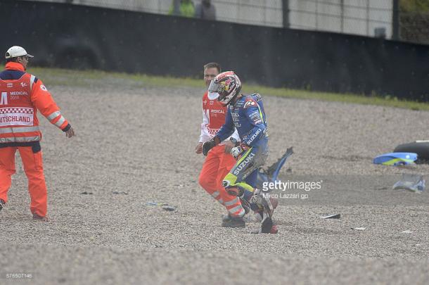 Vinales ran back to the pits after crashing out at turn 11 - Getty Images