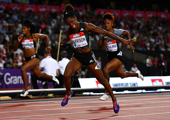 Harrison dips for the line to break the world record (photo:getty)