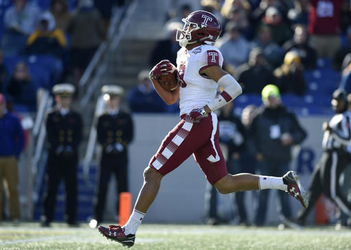 Temple wide receiver Keith Kirkwood cruises towards the end zone in the second quarter of the Owls' blowout win in the AAC title game/Photo: Nick Wass/Associated Press
