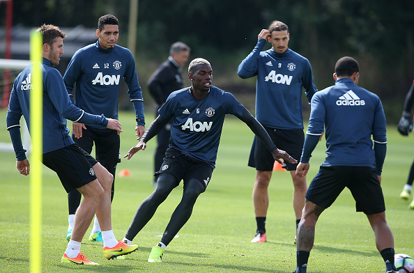 Paul Pogba in training after his world-record move to Manchester United | Photo: Getty Images 