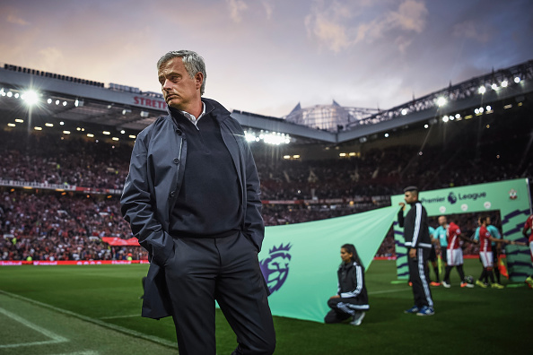 Above: Manchester United manager Jose Mourinho on the Old Trafford touchline ahead of their 2-0 win over Southampton | Photo; Getty Images