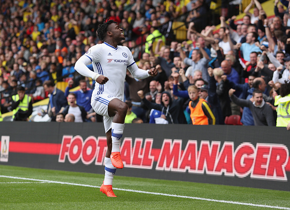 Michy Batshuayi celebrating his goal in Chelsea's 2-1 win over Watford | Photo; Getty Images 