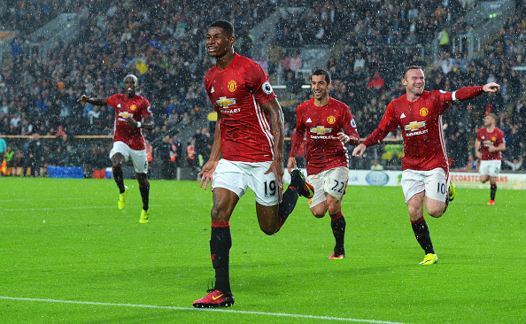 Above: Marcus Rashford celebrating his winning goal in Manchester United's 1-0 win over Hull City | Photo: Getty Images