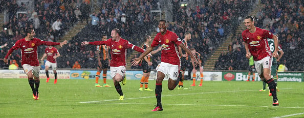 Wayne Rooney celebrating Marcus Rashford's winner in Manchester United's 1-0 win over Hull City | Photo: Getty Images