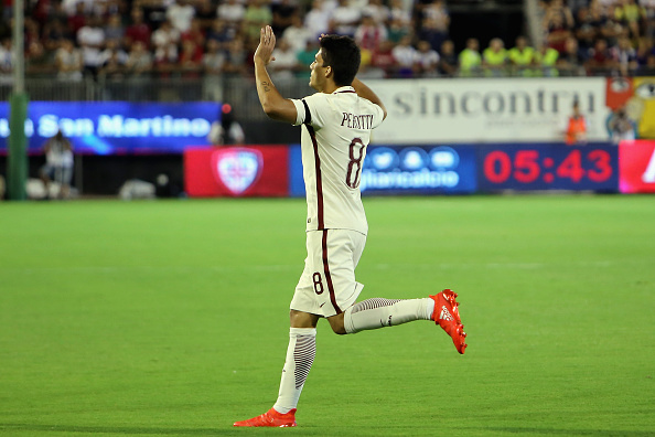 Perotti celebrates against Cagliari | Photo: Enrico Locci/Getty Images