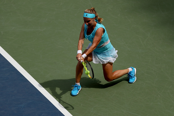 Svetlana Kuznetsova hits a backhand during her second round match at the US Open. ( Photo: Getty Images /  Chris Trotman )