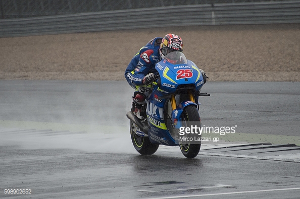 Vinales in the wet during qualifying at Silverstone - Getty Images