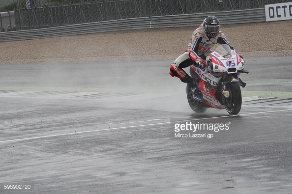 Redding in action during wet free practice and qualifying in Silverstone - Getty IMages