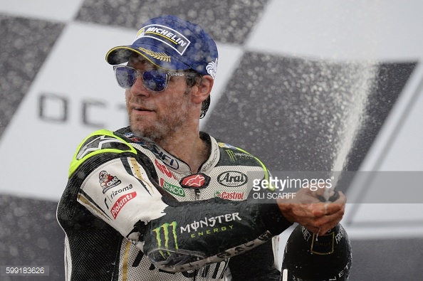 Crutchlow celebrating second on the podium in front of his home fans at Silverstone - Getty Images