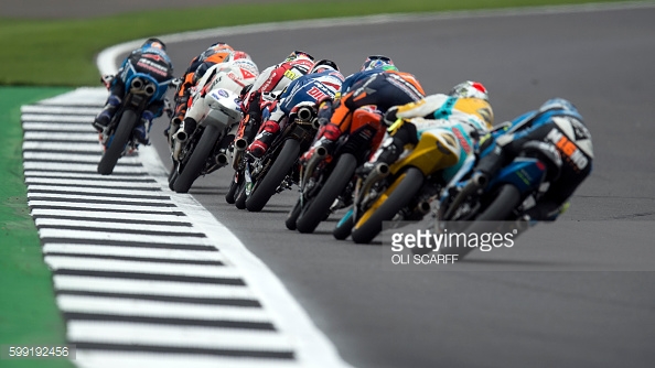 Amazing shot of the riders in action at the Silverstone Moto3 | Photo: Getty Images