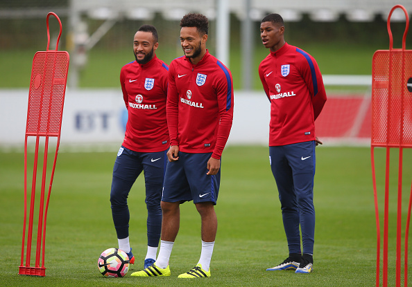 Above: Manchester United's Marcus Rashford training with England's under-21 side | Photo: Getty Images