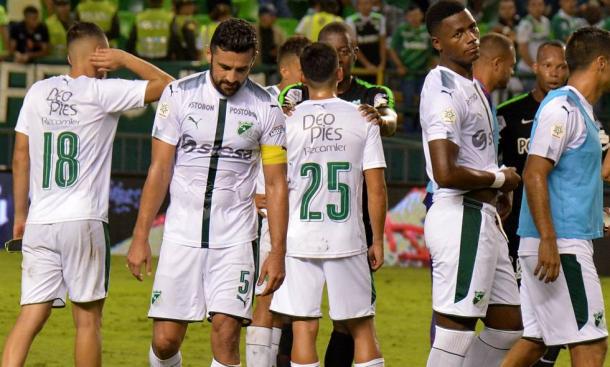 Deportivo Cali tras caer contra Atlético Nacional. Foto: Raúl Palacios.