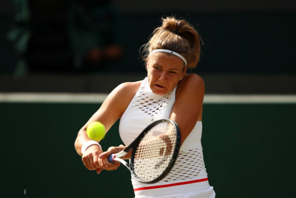 Karolina Muchova in action at Wimbledon, where she made the quarterfinals | Photo: Clive Brunskill