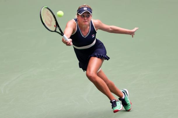 Kozlova made a good show of herself, making her opponent work hard to secure the first set. Photo: Al Bello/Getty Images