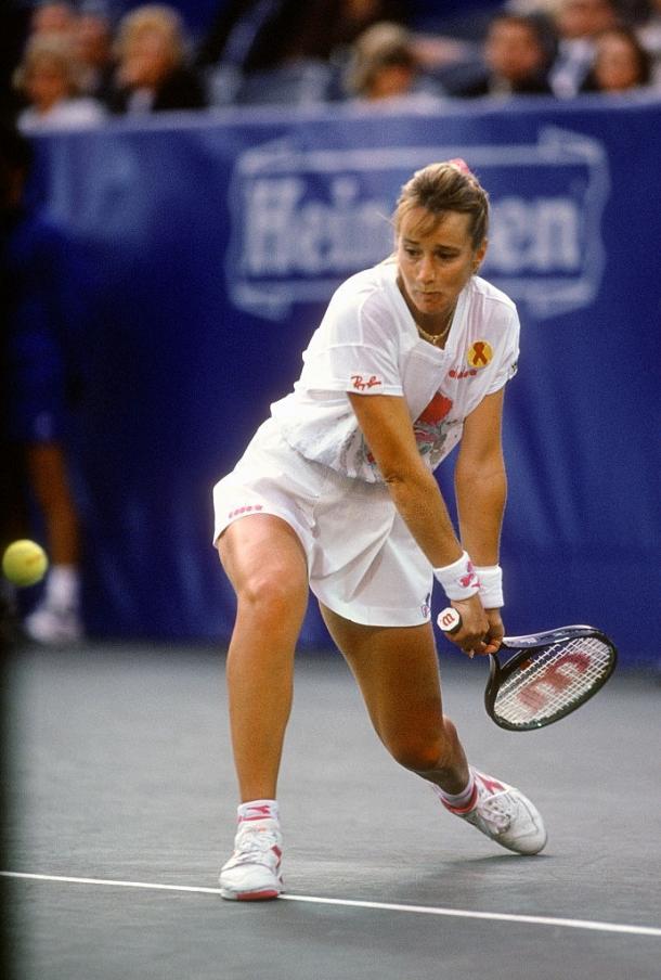 Maleeva accidentally broke a finger while in competition at the 1993 US Open but defied all odds as she went on to defend her semifinal result from 12 months ago. Photo: Focus On Sport