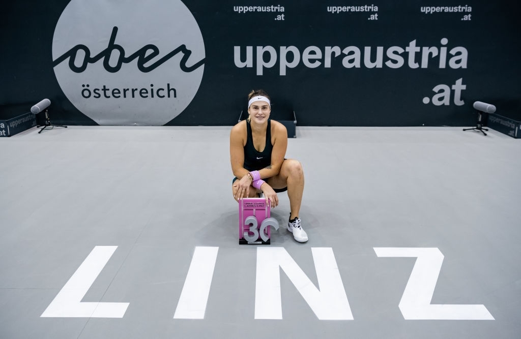 Sabalenka clean swept the European indoor events of 2020, closing the tour by winning the title in Linz. Photo: Alexander Scheuber