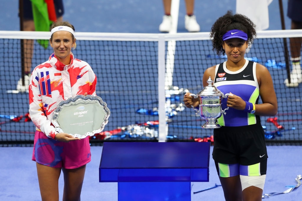 Osaka (right) and Azarenka, champion and runner-up of this year's US Open, respectively.