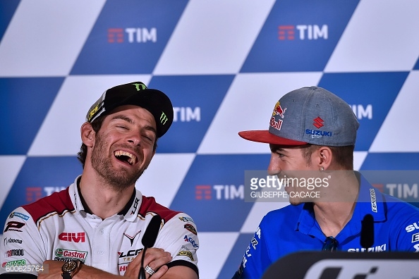 Crutchlow and Vinales sharing at joke at the Misano pre-race press conference - Getty Images