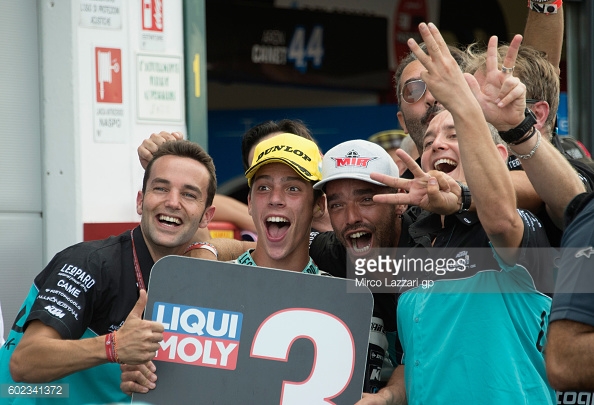 Mir celebrating with his Leopard Racing Team in parc ferme - Getty Images