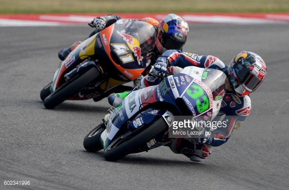 Bastianini led the San Marino GP (his home race) ahead of Binder  - Getty Images