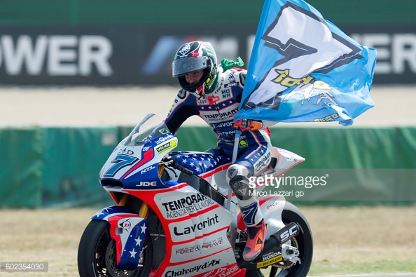 Lorenzo celebrates his first Moto2 victory at home in San Marino, Italy - Getty Images