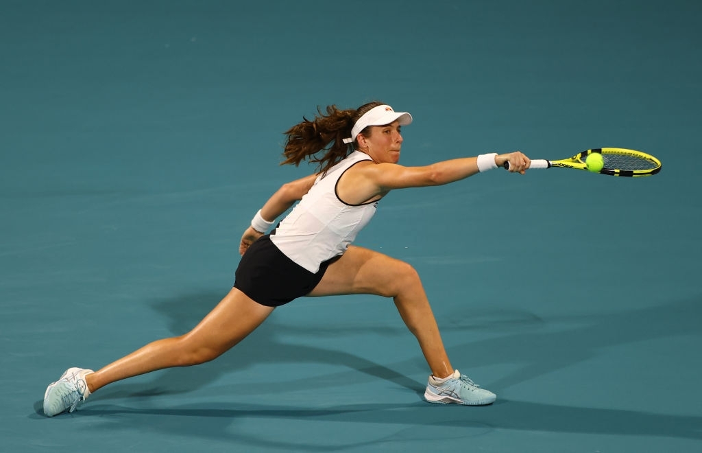 Former champion Konta found herself overwhelmed by the pace of Kvitova in the match. Photo: Mark Brown