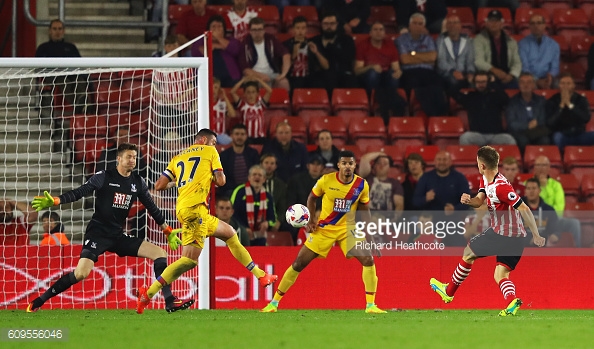 Hesketh opened his Southampton account against Crystal Palace earlier this season. Photo: Getty.