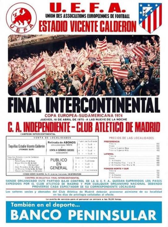 Cartel anunciador del partido de vuelta del mundial de clubes 1975/Foto:Club Atlético de Madrid
