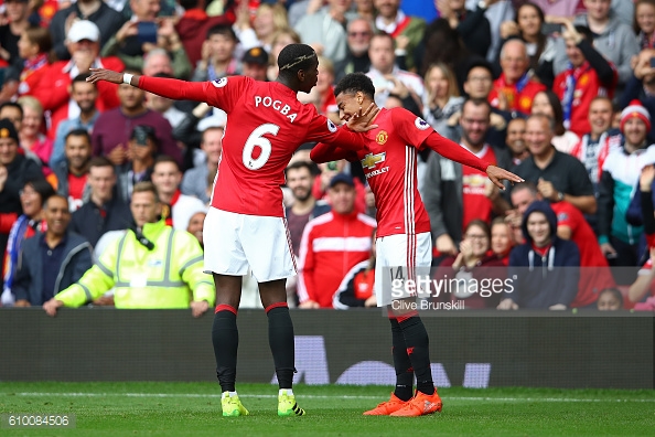 Celebración del primer tanto de Pogba con el United. Foto: Getty Images