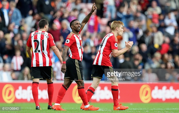 Above: Jermain Defoe celebrating one of his two goals in Sunderland's 3-2 defeat to Crystal Palace | Photo: Getty Images