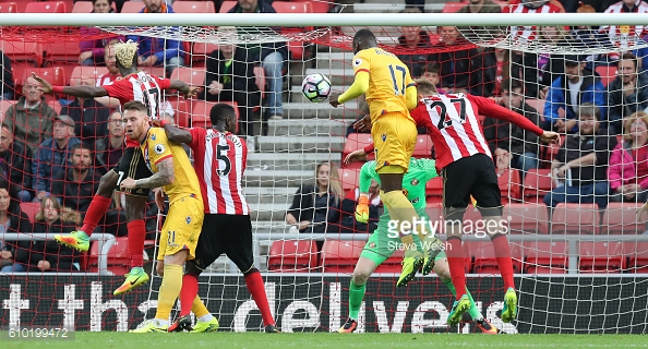 Above: Christian Benteke scoring his winner in Sunderland's 3-2 defeat to Crystal Palace last week | Photo: Getty Images