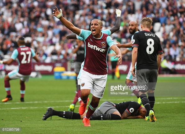 Above: Sofiane Feghouli showing his frustration in West Ham's 3-0 defeat to Southampton | Photo: Getty Images