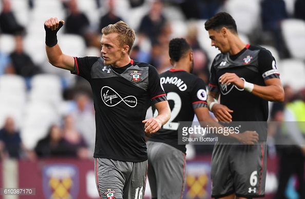 James Ward-Prowse celebrating his goal in Southampton's 3-0 win over West Ham United | Photo: Getty Images