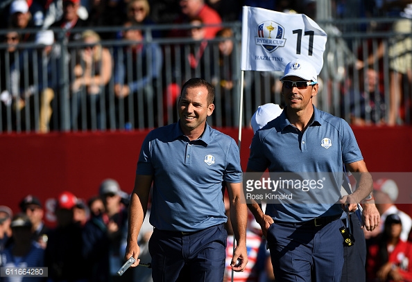 The Spanish duo of Sergio Garcia and Rafa Cabrera Bello won Europe's 2nd point (image source: Ross Kinnaird / Staff / Getty Images)