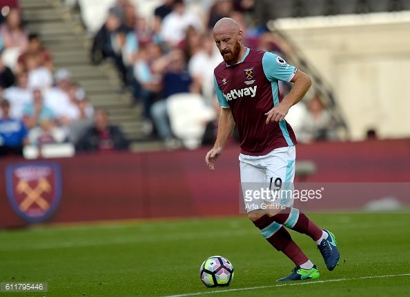 Above: James Collins in action during West Ham's 1-1 draw with Middlesbrough | Photo: Getty Images