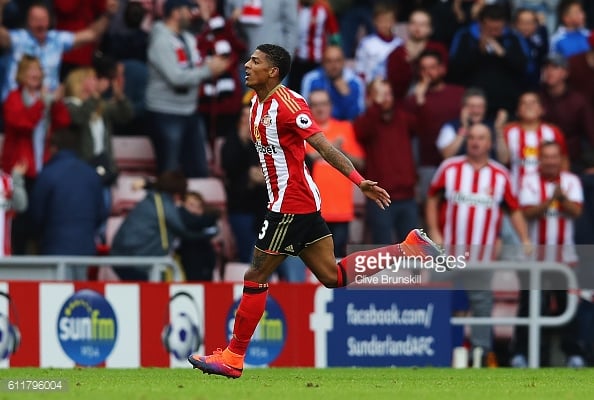 Above; Patrick van Aanholt celebrating his goal in Sunderland's 1-1 draw with West Brom | Photo; Getty Images