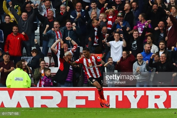 Above: Patrick van Aanholt celebrating his goal in Sunderland's 1-1 draw with West Brom | Photo: Getty Images