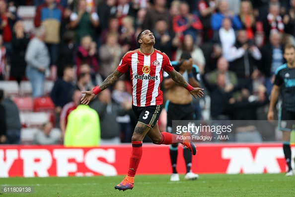 Above: Patrick van Aanholt celebrating his goal in Sunderland's 1-1 draw with West Brom | Photo: Getty Images